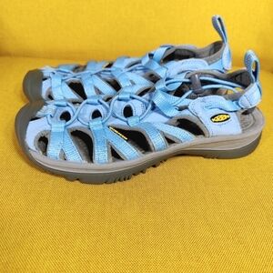 Keen Whisper Sandals Carolina Blue Waterproof Hiking Slip-On Bungee Tie Womens 6